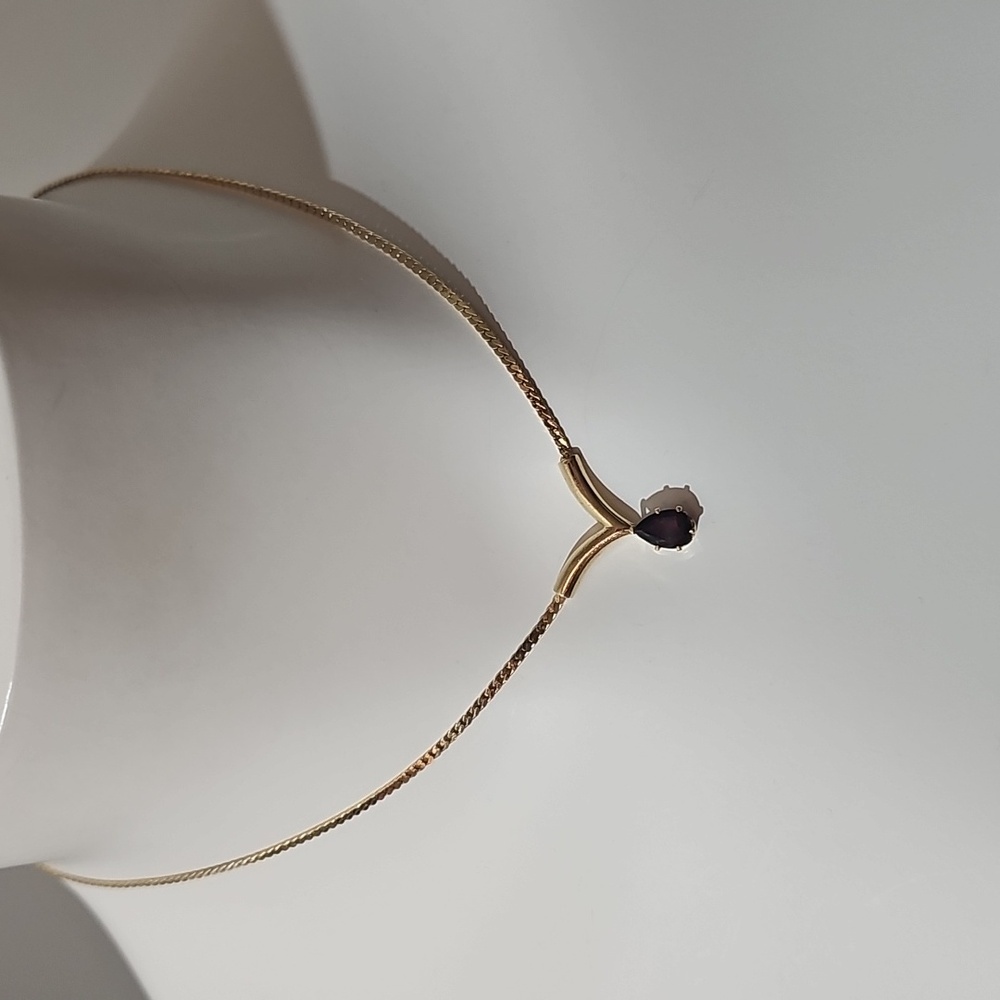 Gold Teardrop Garnet Pendant Necklace - Women's Jewelry